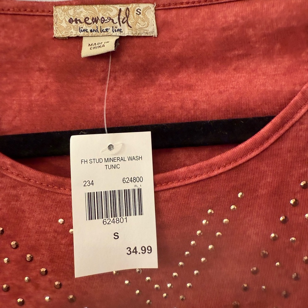 ONE WORLD Women's Rust Studded Tunic